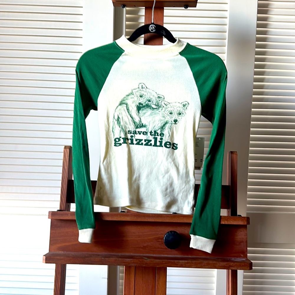 Urban Outfitters Green and Cream Save the Grizzlies